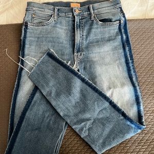 Mother Stunner Zip Ankle Fray Light Kitty Racer size 30